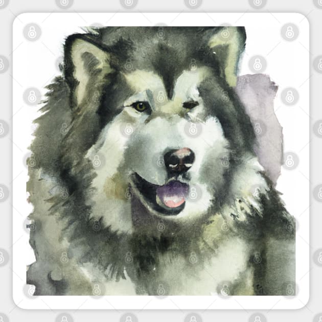 Watercolor Alaskan Malamute - Dog Lovers Sticker by Edd Paint Something